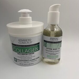 Advanced Clinicals Collagen Skin Rescue Cream and Lifting Body Oil Set